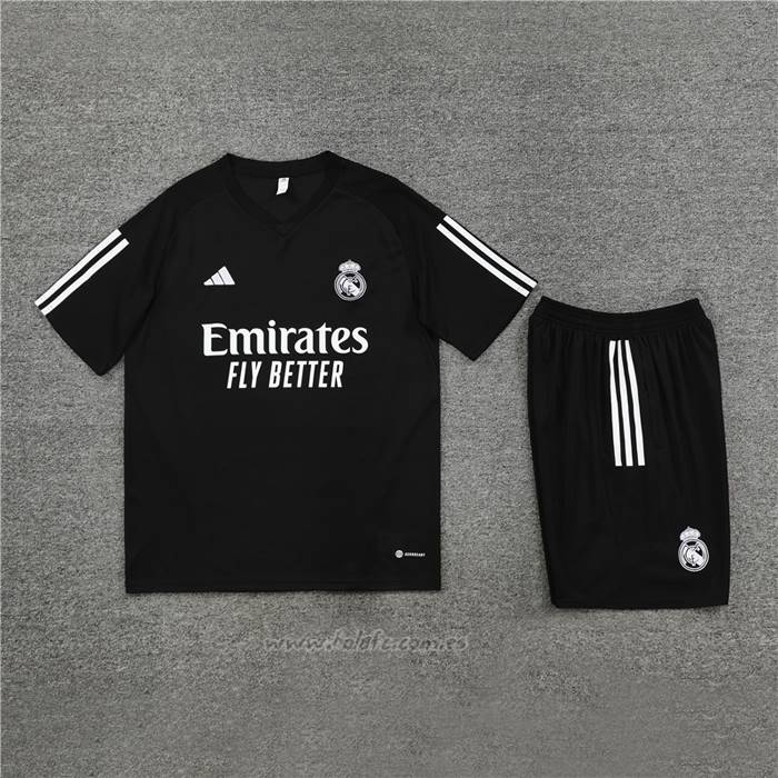 Chandal del Real Madrid Manga Corta 2023-2024 Negro - Pantalon Corto